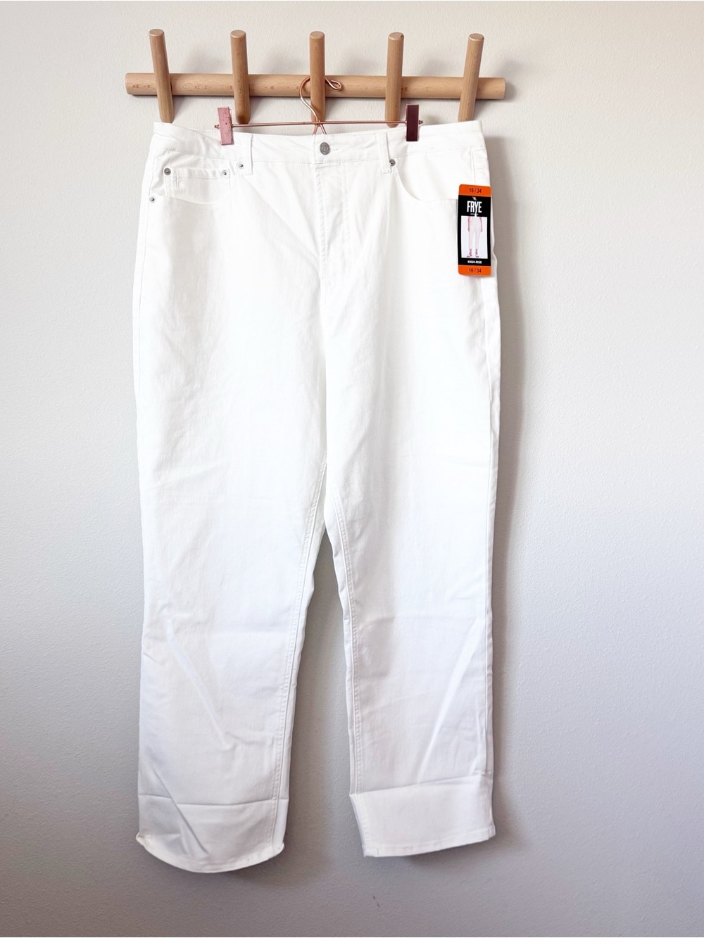 Frye White Straight Leg Cropped Jeans